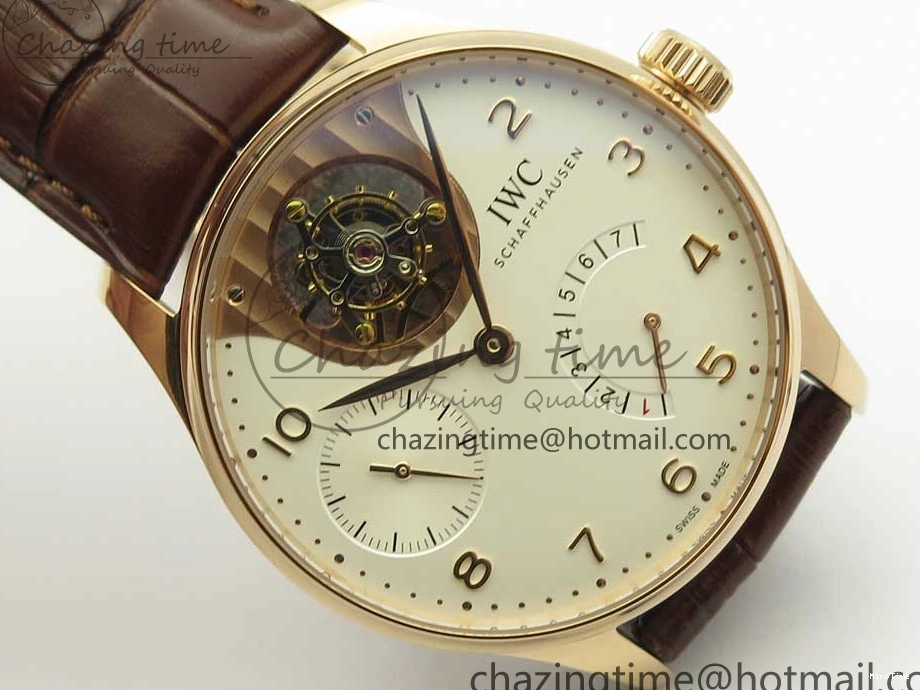 MIROTIME 0217 Portuguese Tourbillon IW5046 RG ZF Best Edition White Dial on Brown Leather Strap UrbanStyle 7144